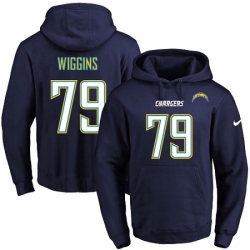 NFL Mens Nike Los Angeles Chargers 79 Kenny Wiggins Navy Blue Name Number Pullover Hoodie