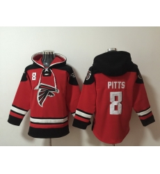 Men Atlanta Falcons 8 Kyle Pitts Red Ageless Must Have Lace Up Pullover Hoodie