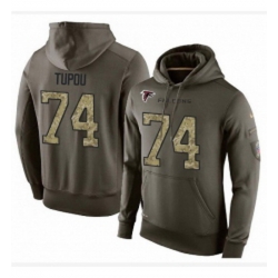 NFL Nike Atlanta Falcons 74 Tani Tupou Green Salute To Service Mens Pullover Hoodie