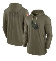 Men Arizona Cardinals 2022 Olive Salute To Service Tonal Pullover Hoodie