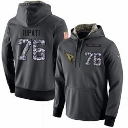 NFL Men Nike Arizona Cardinals 76 Mike Iupati Stitched Black Anthracite Salute to Service Player Performance Hoodie