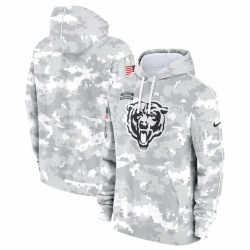 Men Chicago Bears 2024 Arctic Camo Salute To Service Club Fleece Pullover Stitched Hoodie