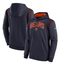 Men Chicago Bears Navy Sideline Stack Performance Pullover Hoodie 001