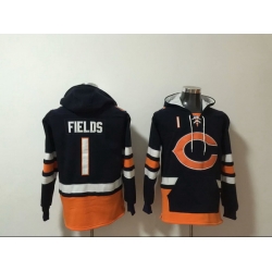Men Nike Chicago Bears Justin Fields 1 NFL Winter Thick Hoodie