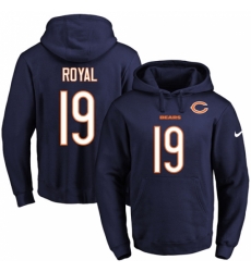 NFL Mens Nike Chicago Bears 19 Eddie Royal Navy Blue Name Number Pullover Hoodie