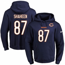 NFL Mens Nike Chicago Bears 87 Adam Shaheen Navy Blue Name Number Pullover Hoodie