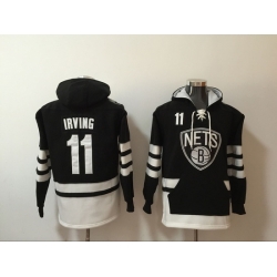 Men's Brooklyn Nets #11 Kyrie Irving Black Pullover Hoodie