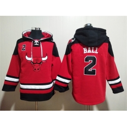 Men Chicago Bulls 2 Lonzo Ball Red Black Ageless Must Have Lace Up Pullover Hoodie