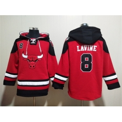 Men Chicago Bulls 8 Zach LaVine Red Black Ageless Must Have Lace Up Pullover Hoodie