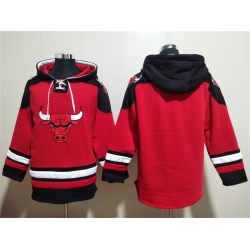 Men Chicago Bulls Blank Red Black Ageless Must Have Lace Up Pullover Hoodie