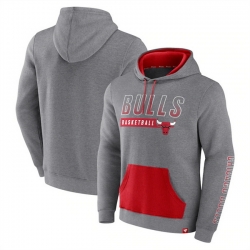 Men Chicago Bulls Heathered Gray Off The Bench Color Block Pullover Hoodie