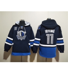 Men Dallas Mavericks 11 Kyrie Irving Navy Ageless Must Have Lace Up Pullover Hoodie