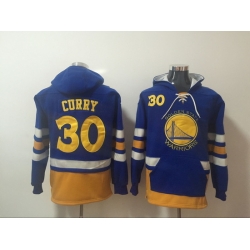 Men's Golden State Warriors #30 Stephen Curry Blue Lace-Up Pullover Hoodie