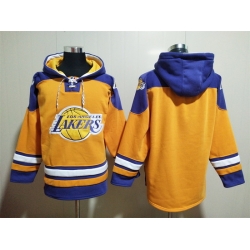 Men's Los Angeles Lakers Blank Yellow Lace-Up Pullover Hoodie