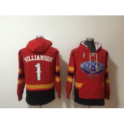 Men's New Orleans Pelicans #1 Zion Williamson Red Pullover Hoodie