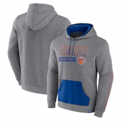 Men New York Knicks Heathered Gray Off The Bench Color Block Pullover Hoodie