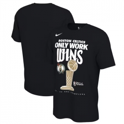 Men Boston Celtics Black 2024 Finals Champions Celebration Trophy T Shirt