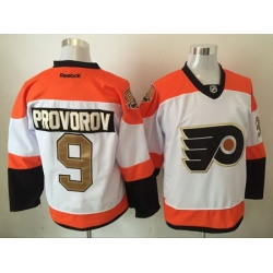 Flyers 9 Ivan Provorov White With 50th Anniversary Patch Reebok Jersey