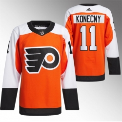 Men Philadelphia Flyers 11 Travis Konecny 2023 24 Orange Stitched Jersey