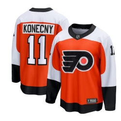 Men Philadelphia Flyers 11 Travis Konecny Orange Stitched Jersey