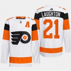 Men Philadelphia Flyers 21 Scott Laughton White 2024 Stadium Series Stitched Jersey