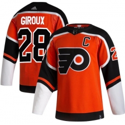 Men Philadelphia Flyers 28 Claude Giroux Orange 2020 21 Reverse Retro Adidas Jersey