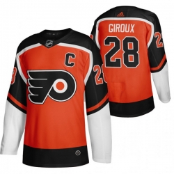 Men Philadelphia Flyers 28 Claude Giroux Orange Adidas 2020 21 Reverse Retro Alternate NHL Jersey
