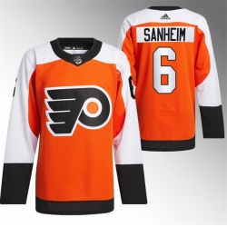 Men Philadelphia Flyers 6 Travis Sanheim 2023 24 Orange Stitched Jersey
