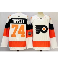 Men Philadelphia Flyers 74 Owen Tippett White 2024 25 With A Patch Stitched Jersey