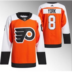 Men Philadelphia Flyers 8 Cam York 2023 24 Orange Stitched Jersey