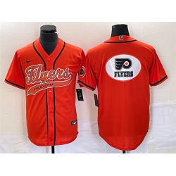 Men Philadelphia Flyers Orange Team Big Logo Cool Base Stitched Baseball Jersey