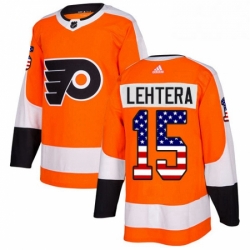 Mens Adidas Philadelphia Flyers 15 Jori Lehtera Authentic Orange USA Flag Fashion NHL Jersey 