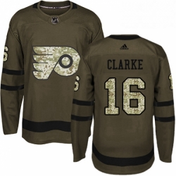 Mens Adidas Philadelphia Flyers 16 Bobby Clarke Premier Green Salute to Service NHL Jersey 