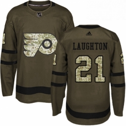 Mens Adidas Philadelphia Flyers 21 Scott Laughton Premier Green Salute to Service NHL Jersey 