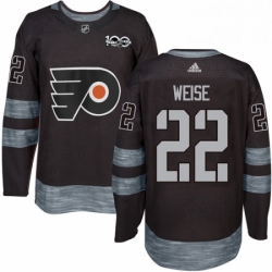 Mens Adidas Philadelphia Flyers 22 Dale Weise Authentic Black 1917 2017 100th Anniversary NHL Jersey 