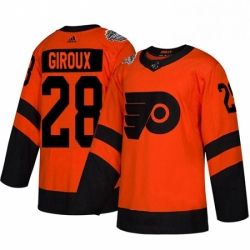 Mens Adidas Philadelphia Flyers 28 Claude Giroux Orange Authentic 2019 Stadium Series Stitched NHL Jersey 