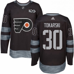 Mens Adidas Philadelphia Flyers 30 Dustin Tokarski Premier Black 1917 2017 100th Anniversary NHL Jersey 