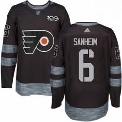 Mens Adidas Philadelphia Flyers 6 Travis Sanheim Premier Black 1917 2017 100th Anniversary NHL Jersey 