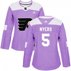 Women Philadelphia Flyers Philippe Myers Adidas Purple Authentic Fights Cancer Practice Jersey