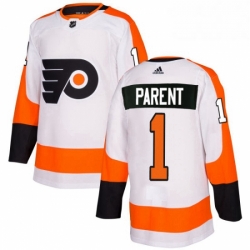 Womens Adidas Philadelphia Flyers 1 Bernie Parent Authentic White Away NHL Jersey 