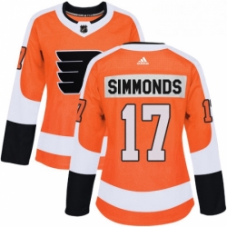 Womens Adidas Philadelphia Flyers 17 Wayne Simmonds Authentic Orange Home NHL Jersey 