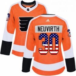 Womens Adidas Philadelphia Flyers 30 Michal Neuvirth Authentic Orange USA Flag Fashion NHL Jersey 