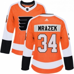 Womens Adidas Philadelphia Flyers 34 Petr Mrazek Premier Orange Home NHL Jersey 