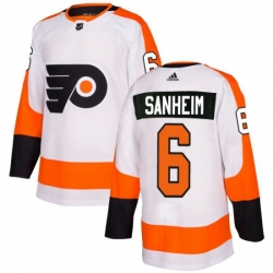 Womens Adidas Philadelphia Flyers 6 Travis Sanheim Authentic White Away NHL Jersey 