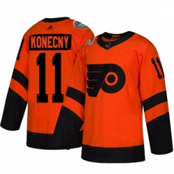 Youth Adidas Philadelphia Flyers 11 Travis Konecny Orange Authentic 2019 Stadium Series Stitched NHL Jersey 