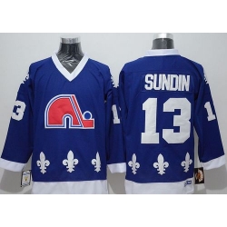 Nordiques #13 Mats Sundin Blue CCM Throwback Stitched NHL Jersey