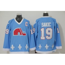 Nordiques #19 Joe Sakic Light Blue CCM Throwback Stitched NHL Jersey
