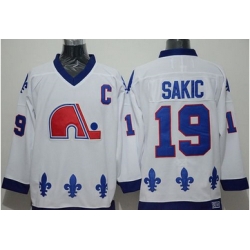 Quebec Nordiques #19 Joe Sakic Whtie CCM Throwback Stitched NHL Jersey