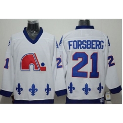 Quebec Nordiques #21 Peter Forsberg White CCM Throwback Stitched NHL Jersey