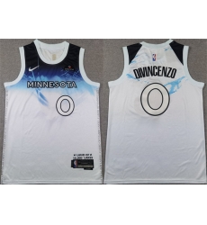 Men Minnesota Timberwolves 0 Donte DiVincenzo White 2024 City Edition Stitched Jersey